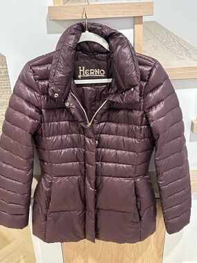 Herno Ultralight Down Puffer Jacket Plum Purple Goose Down IT Luxury Coat S/M